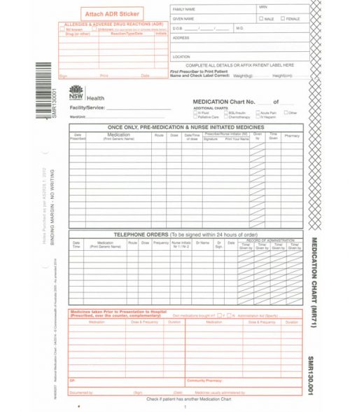 Regular Medication Chart No Carbon