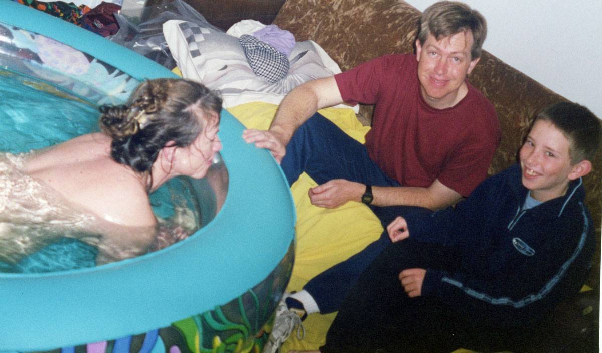 Jane with frank and Joshua at Jarreds birth
