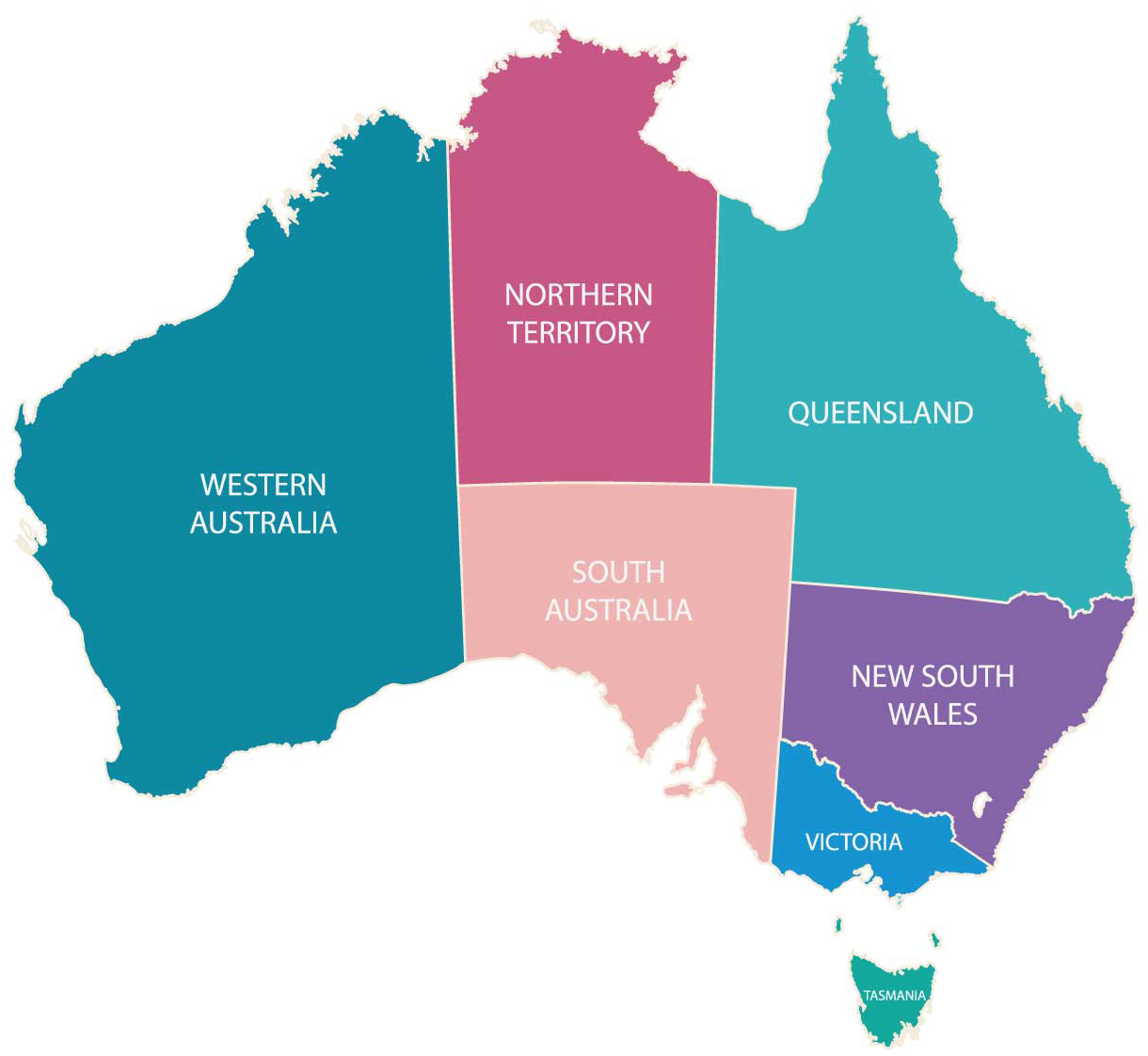 Coloured Australian Map