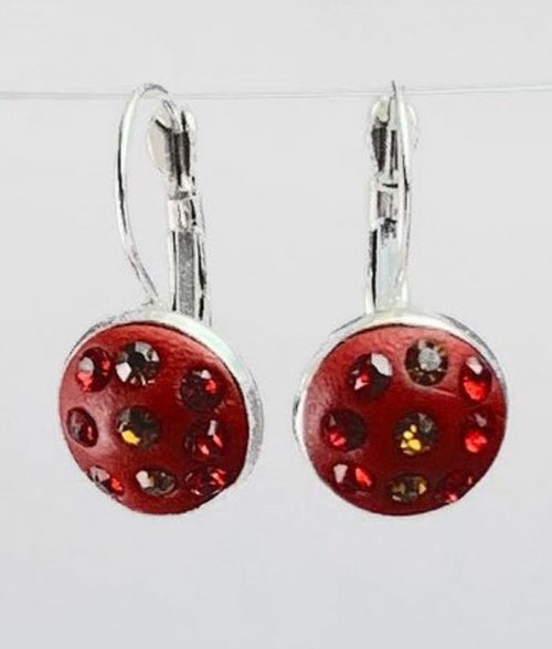 Small Apoxy inlaid with Orange and Red Crystal Earrings