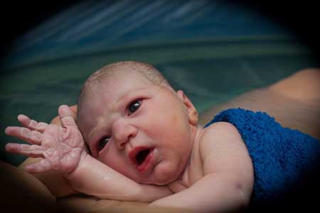 waterbirth -newborn baby born in water