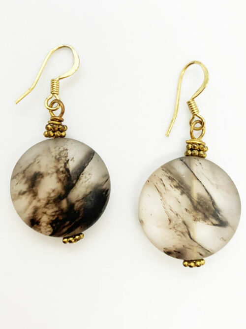 JW030 Verigated Dark Coin Earrings 2