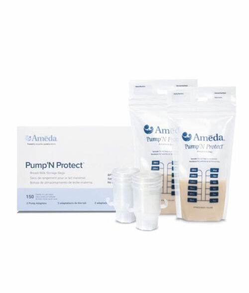 Ameda Pump N Protect Breast Milk Storage Bags 150 bags and 2 Standard Adapters